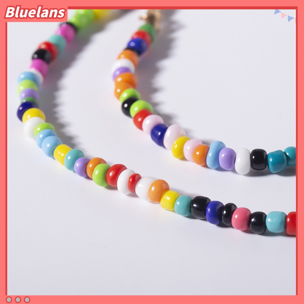 Kalung Choker Manik-Manik Mutiara Tiruan Warna-Warni Gaya Bohemian Untuk Wanita
