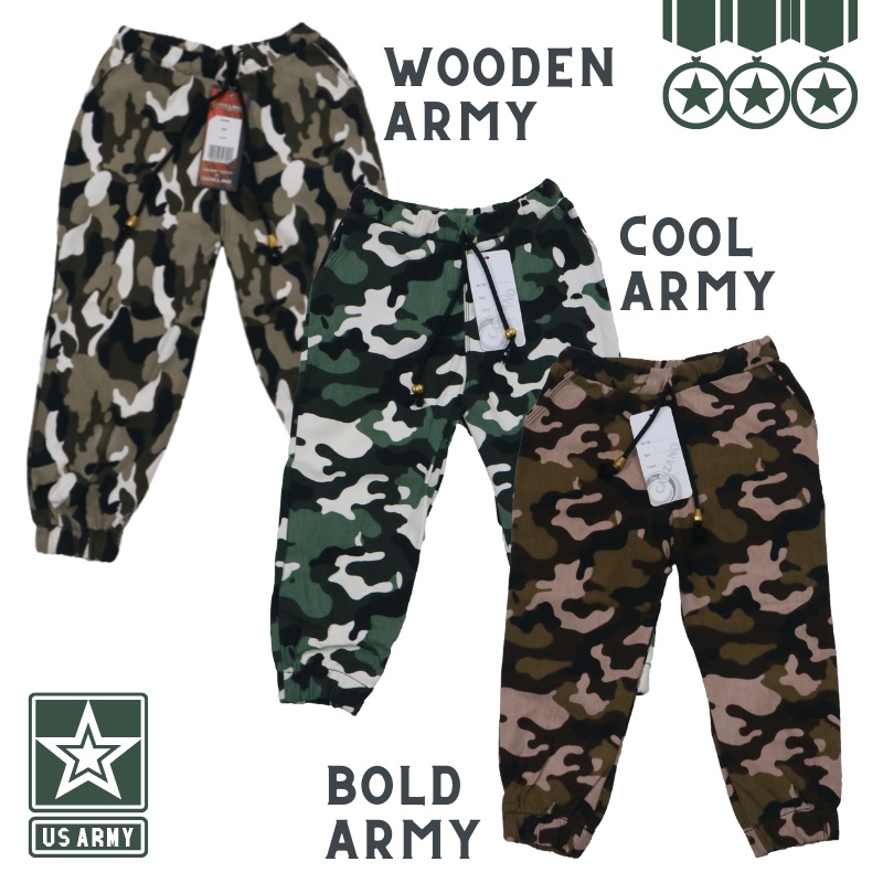 (PREMIUM) Jogger ABRI uk 3-6 tahun - Matt Tebal Stretch Import Army Militer Anak Laki Perempuan Celana Panjang Universal