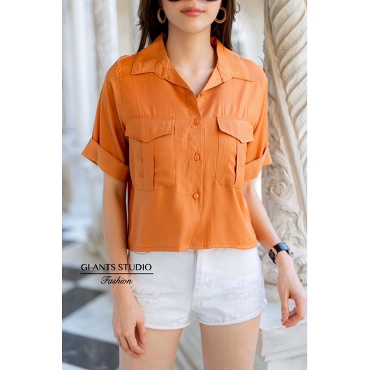 KEMEJA GIANTS BASIC KANTONG DUA|BLOUSE GIANTS BASIC IMPORT BANGKOK(BJFS216)