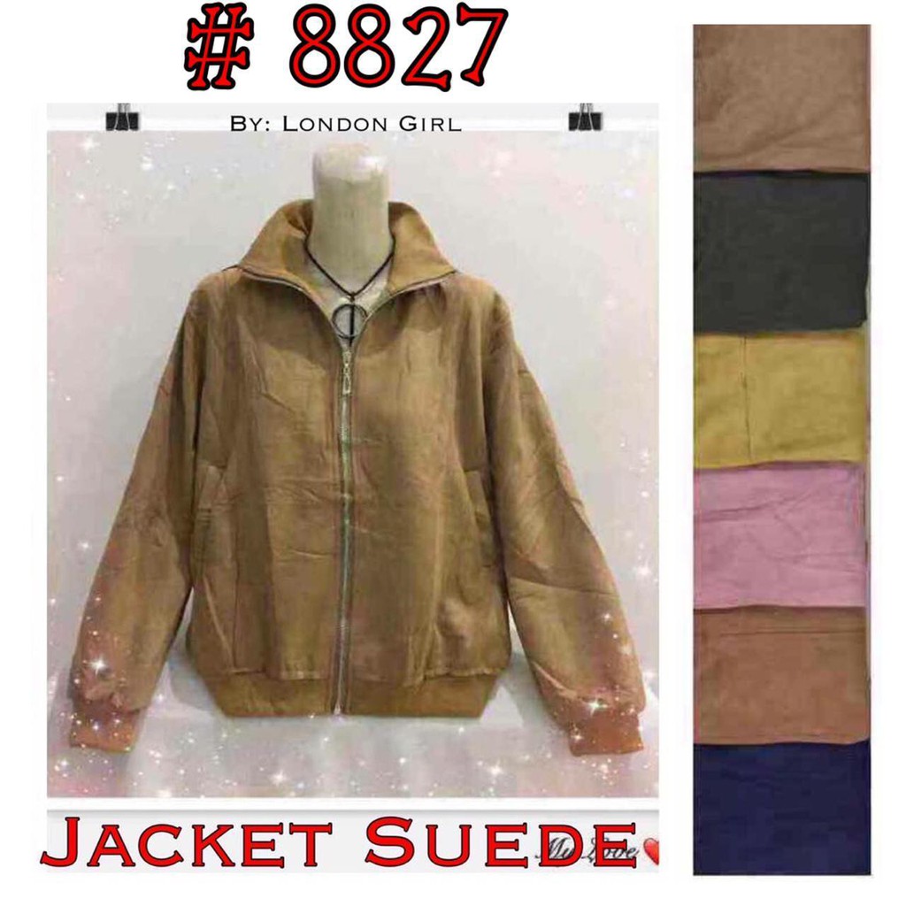 Jaket Wanita Import Suede Lengan Panjang #8827/ Long Sleeved Import Woman Suede Jacket