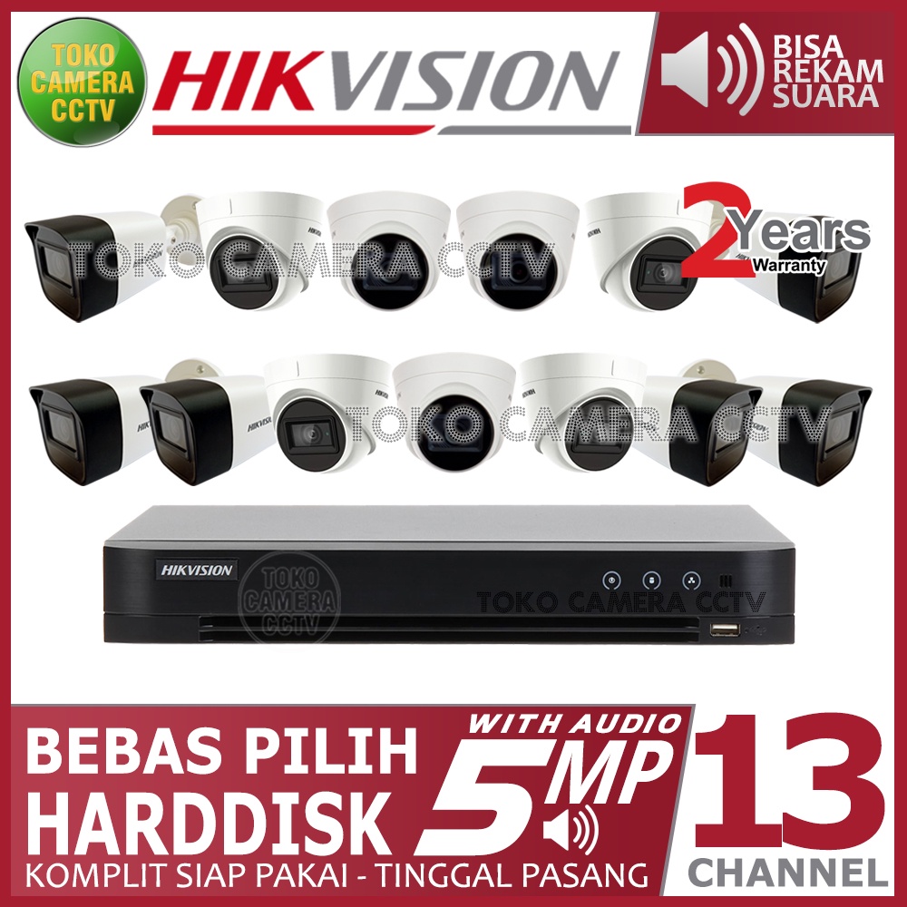 PAKET CCTV HIKVISION 5MP 16 CHANNEL 13 KAMERA AUDIO