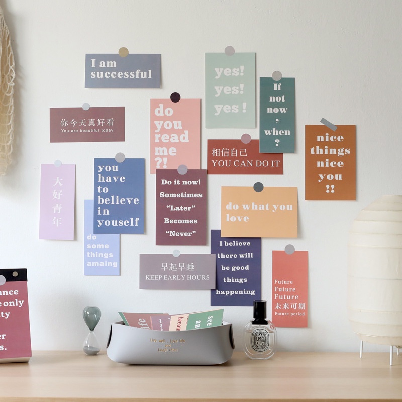 15pcs / Set Stiker Dinding Tulisan Inspirasional Untuk Dekorasi Kamar Tidur