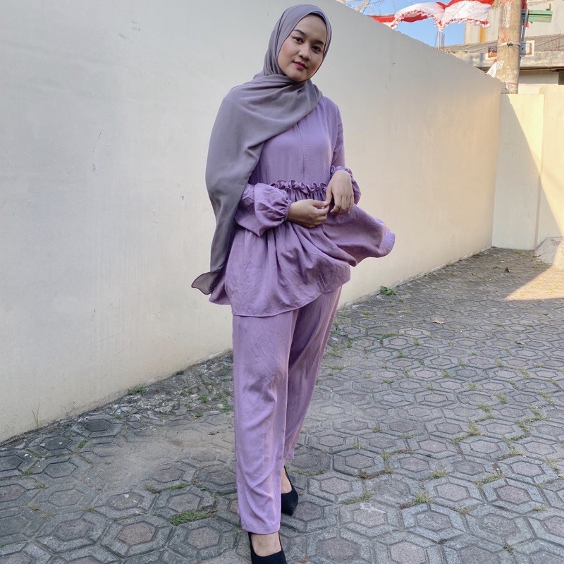 Setelan Tunik Wanita -CAROL RUFFLE SET-