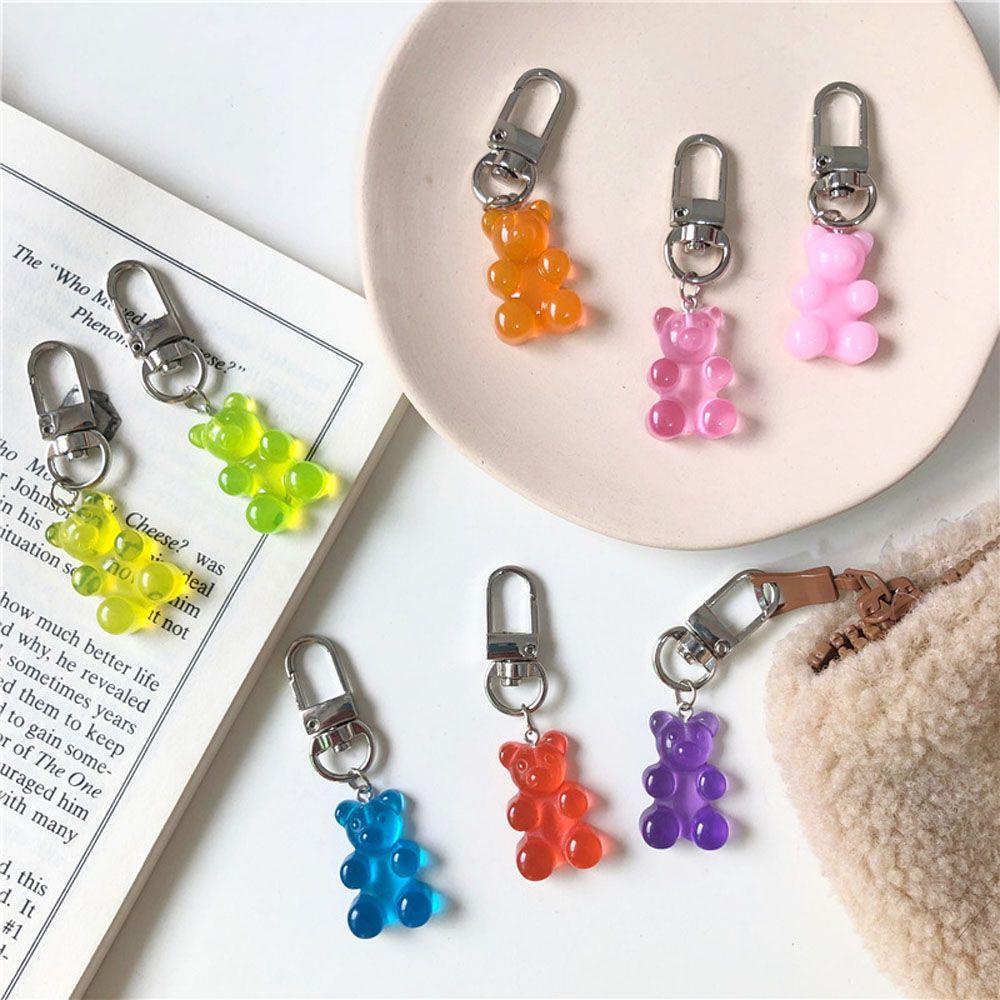 Needway Gantungan Kunci Kado Wanita Original Gummy Bear Earphone Cover Candy Color Animal Trinket Aksesoris Fashion