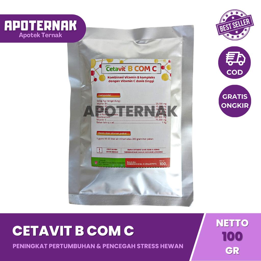 Cetavit B Com C | Meningkatkan Pertumbuhan &amp; Mencegah Stress Pada Ternak | 100 gr | Vitamin B Komplek Vitamin C