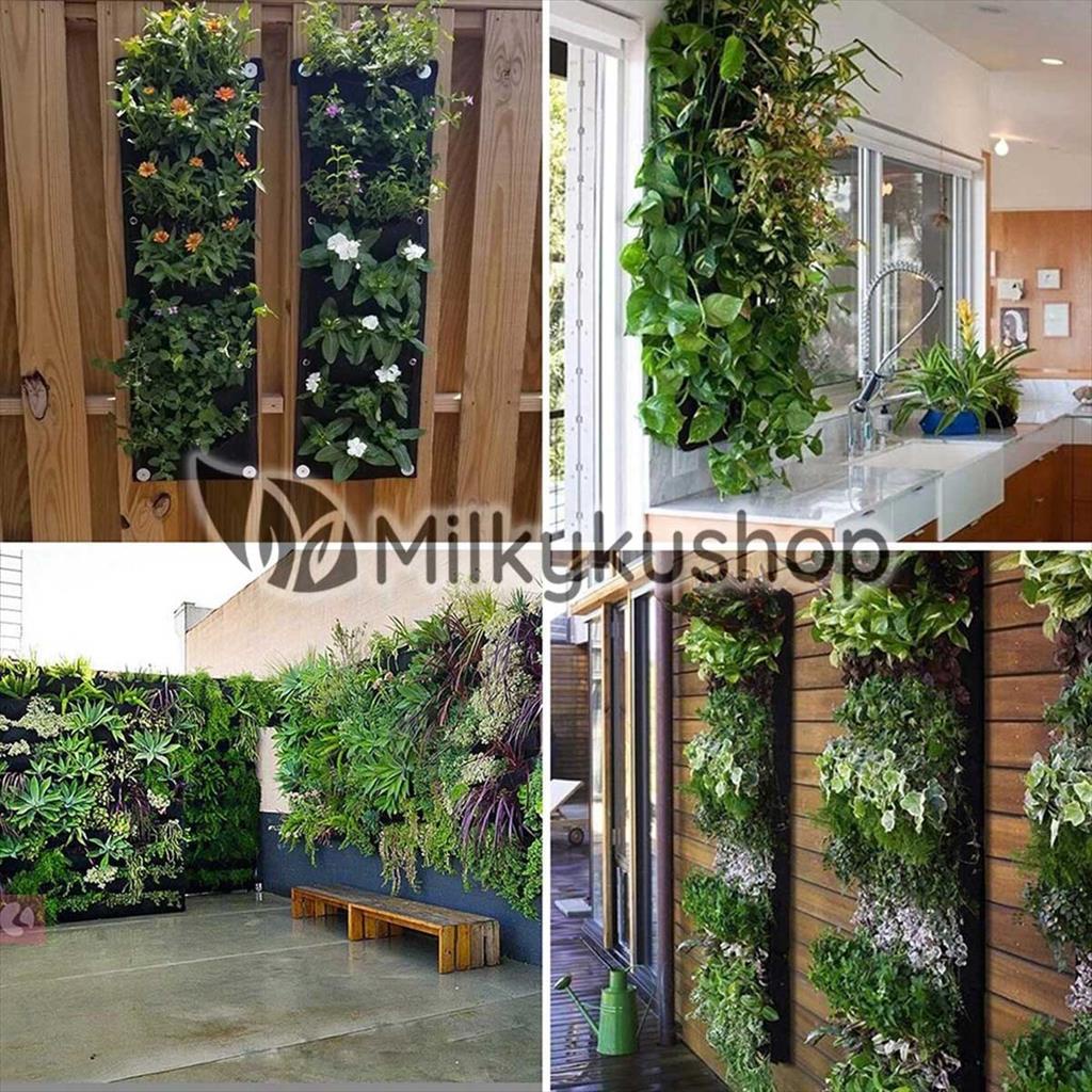 WALL PLANTER BAG EASY GROW NON WOVEN HORIZONTAL 12 KANTONG HITAM