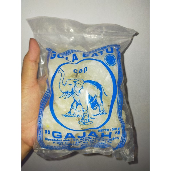 

Gula Batu Putih Merk Cap Gajah Khas Kota Cirebon Kemasan 500 Gram