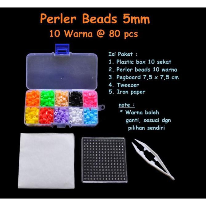 

PROMO! 50gr Perlerbeads 5gr Refill - Hamabeads warna 80pcs Box 10 800pcs 5mm