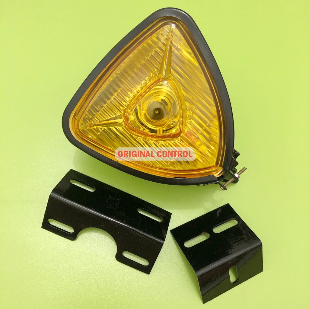 Lampu depan headlamp triangel + bracket kuning