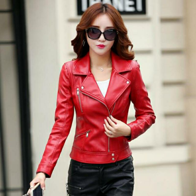 Jaket Kulit Wanita Ramones Changcuters Korea Blazer Jesica