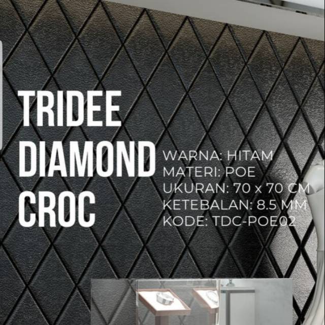 WALPAPER DINDING FOAM 3D TRIDEE DIAMOND CROC HITAM