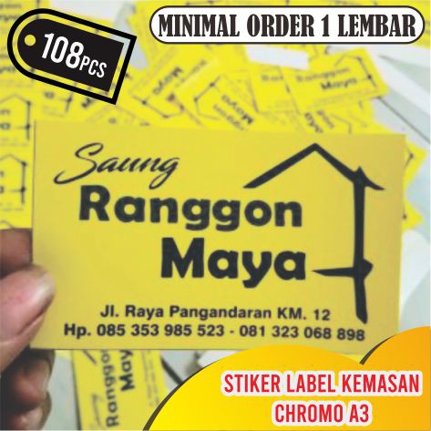 

STIKER LABEL KEMASAN MIN ORDER 1 LEMBAR, LABEL MAKANAN A3 CHROMO/VINYL + CUTING MURAH (FREE DESAIN)