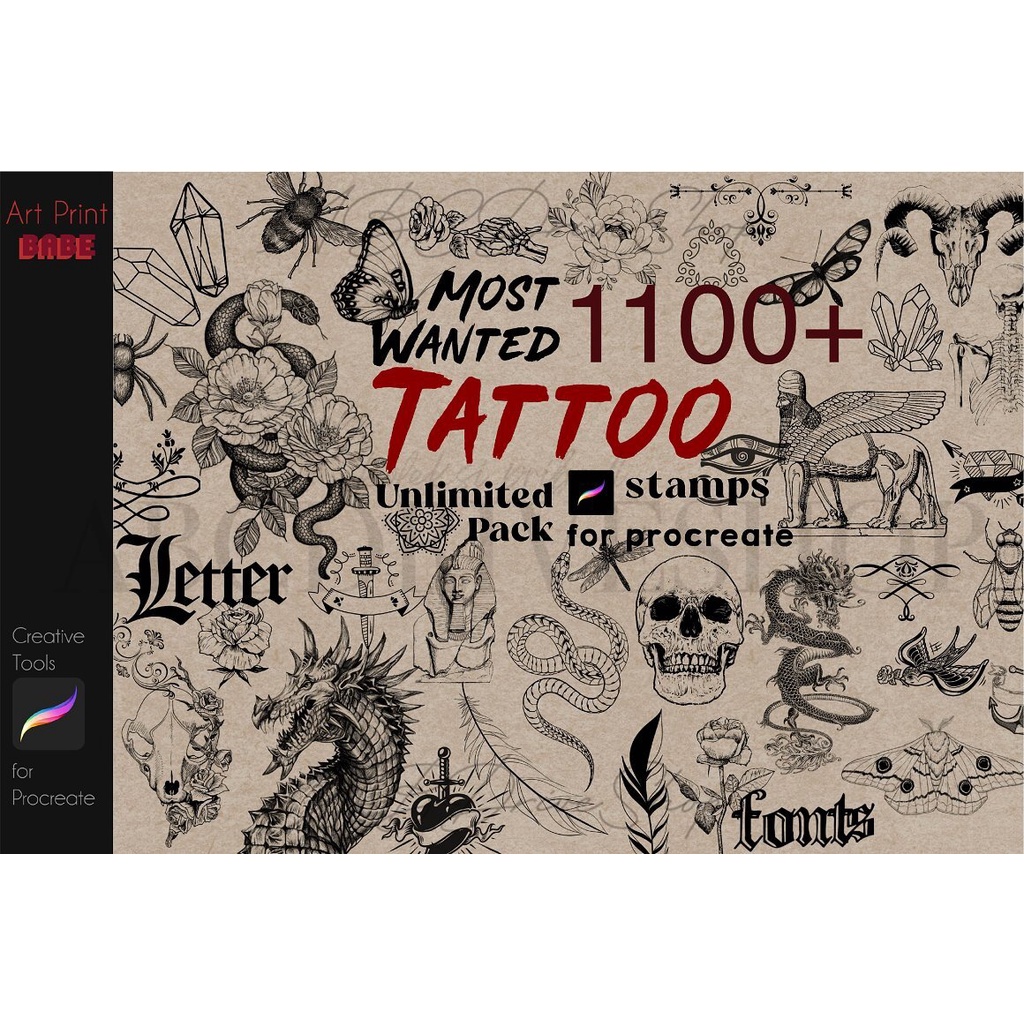 Procreate Brush - 1100+ Most Wanted Tattoo Stamps