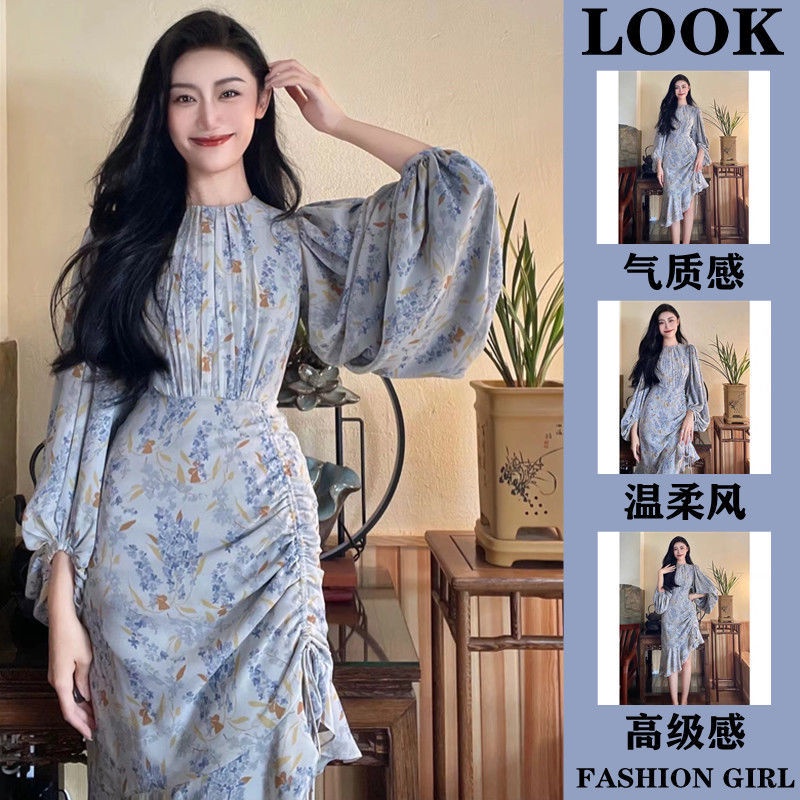 2022 baru gaun musim semi gaya wewangian kecil rok panjang Perancis lembut high-end desain niche gau
