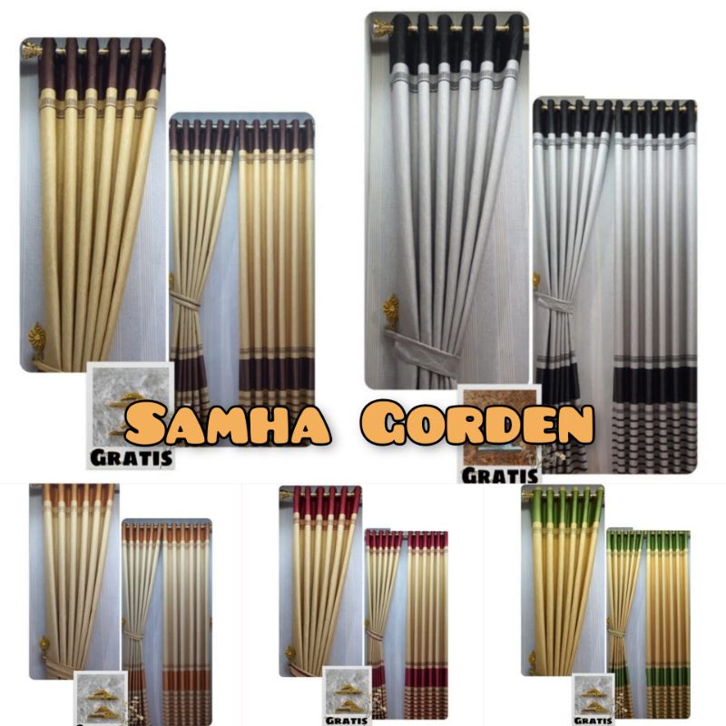 gorden blackout modern abu gold hijau merah coklat Gordyn pintu jendela minimalis