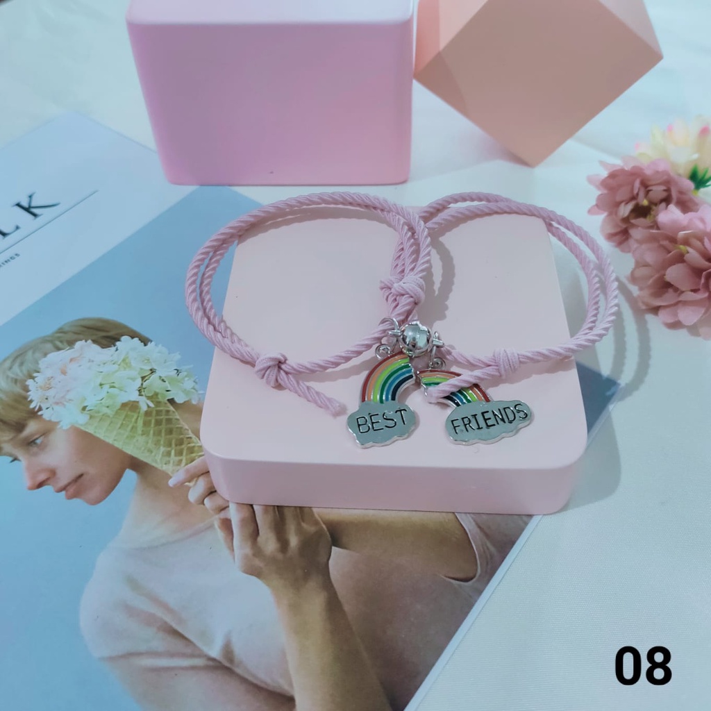 2 Pcs SET Gelang  Karet Magnet Desain Astronot Kuromi Cinnamoroll Untuk Pria Dan Wanita Gelang Magnet-MBEST-08