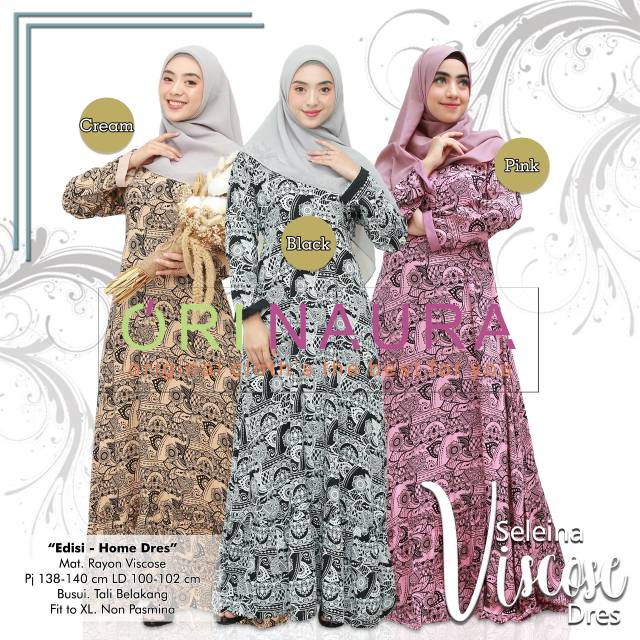 SELEINA VISCOSE DRESS GAMIS MUSLIM ORI BY NAURA