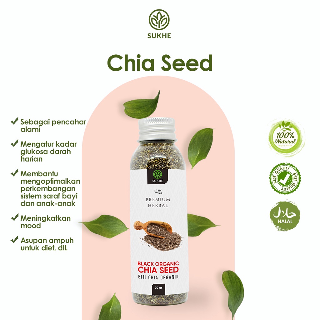 Chia Seed 70gr / Chia Seed Organic / Chia Seeds / Chia Seed Organik / Biji Chia / Biji Chia Seed Die