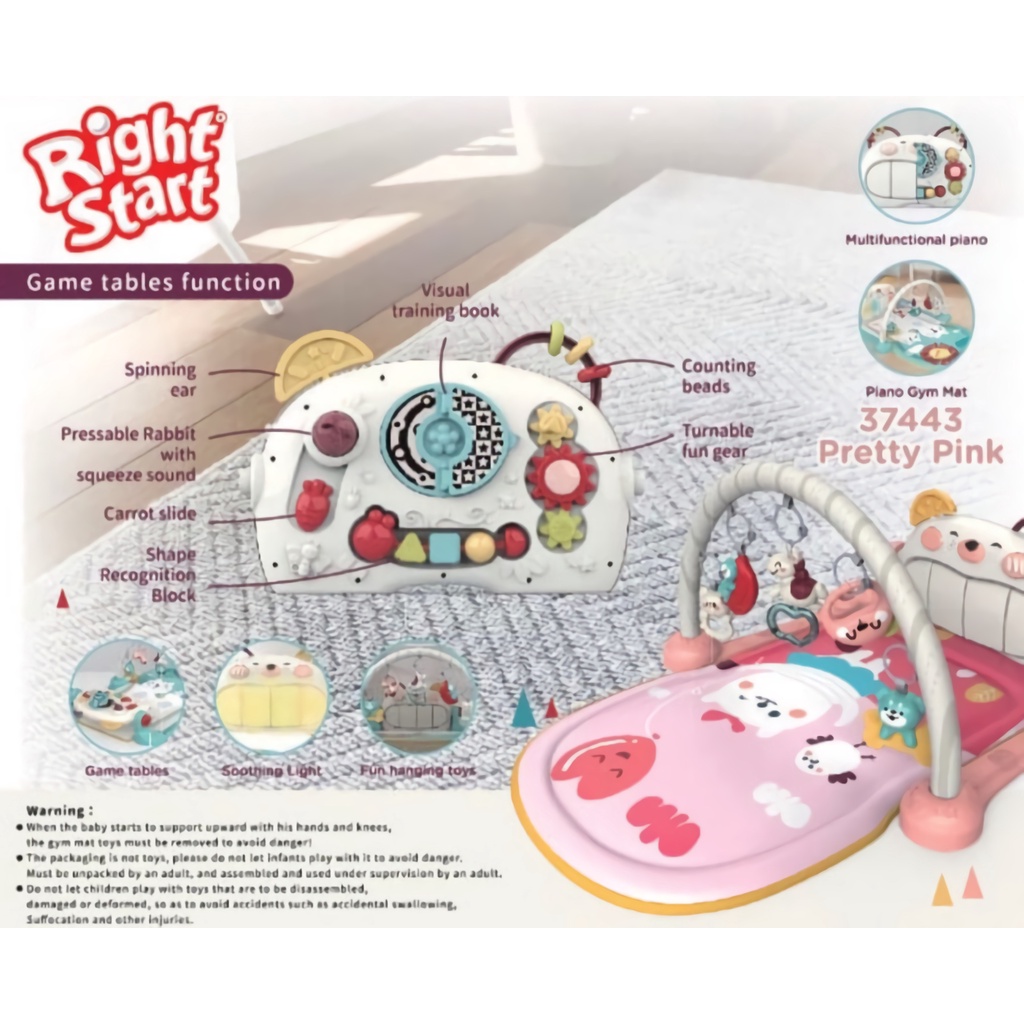 Right Start Double Sided Piano Gym Mat Musical Playgym - Mainan Karpet Anak Bayi Lampu Dan Musik-2