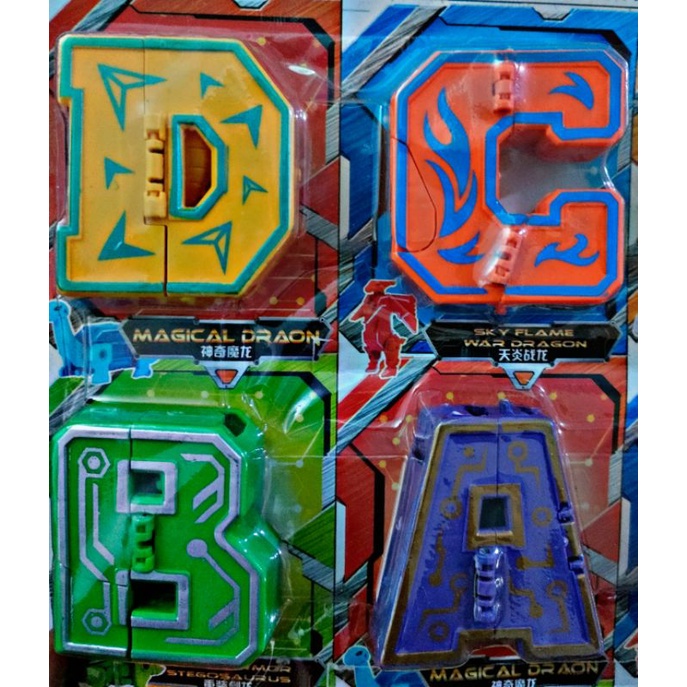 Ready XQ138 MAINAN ROBOT HURUF BISA JADI DINOSAURUS / MAINAN ROBOT DINO BISA JADI HURUF HARGA SATUAN