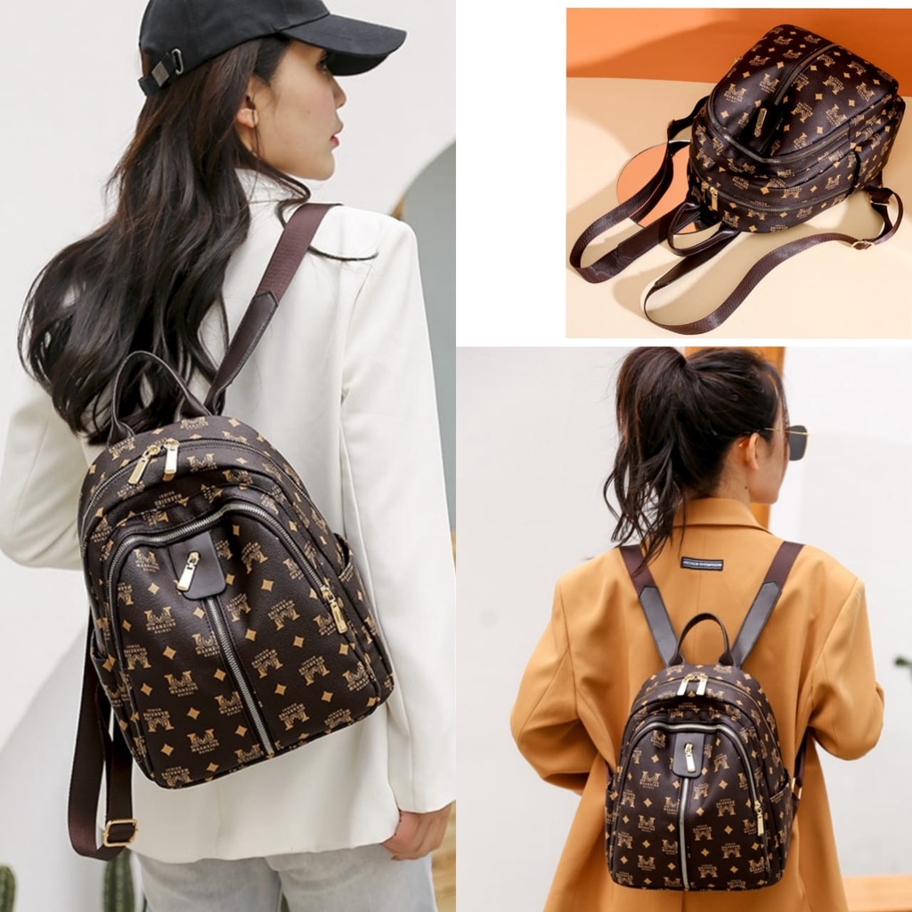 TAS RANSEL WANITA PREMIUM KOREA KULIT MURAH COKLAT VEILLO TA425B7 IMPORT BACKPACK PUNGGUNG SEKOLAH ABG KULIAH GENDONG FASHION KERJA ANTI AIR