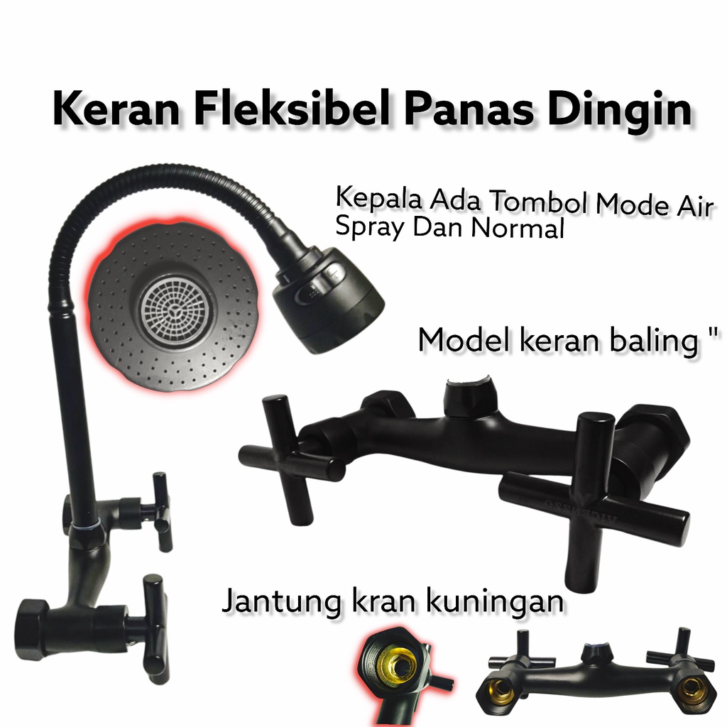 Keran Fleksibel Panas Dingin/Kran Angsa Panas Dingin/Keran Fleksibel Baling Baling/ Kran Angsa Hitam