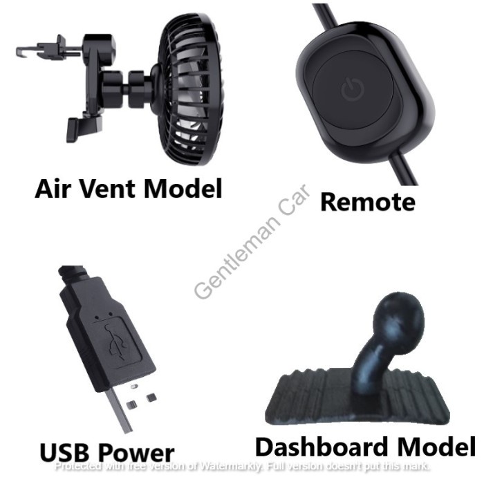 Car Fan USB 360° (Air Vent + Dashboard) Kipas Angin Mini AC Mobil