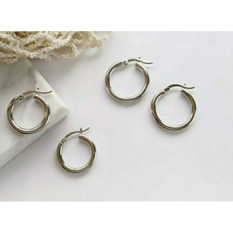 ANTING HOOP TITANIUM STAILESTEEL CEWEK COWOK ANTI KARAT MURAH BERGARANSI-3