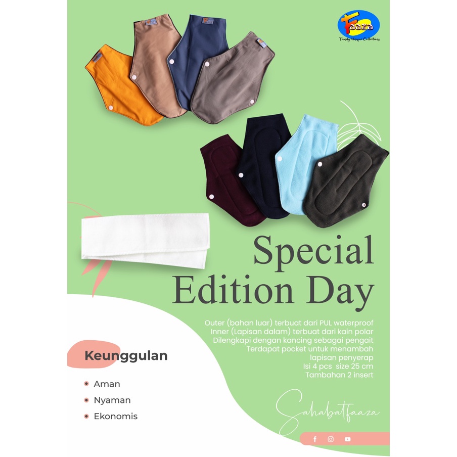 Menspad Faaza Day Special Edition Harga Per Pack / Menspad murah / Pembalut Kain Cuci Ulang