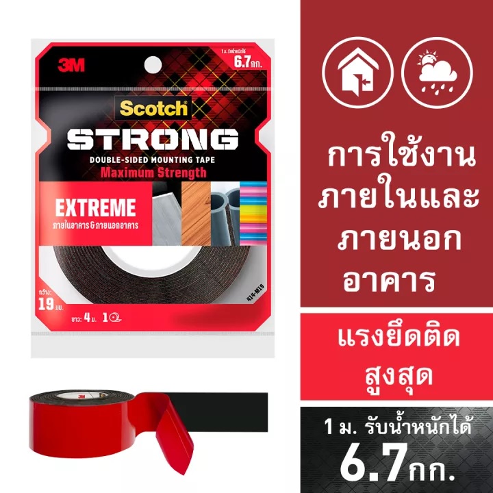 DOUBLE TAPE VHB MOUNTING 3M SCOTCH 414-M19 19MM X 4M EXTREME STRONG 6.7KG SELOTIP INDOOR OUTDOOR