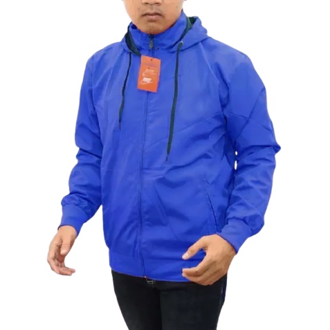 INDO - Jaket Parasut Polos Olahraga Sporty Jogging | Jacket Olahraga Windrunning Lari Pria Wanita Abu Tua