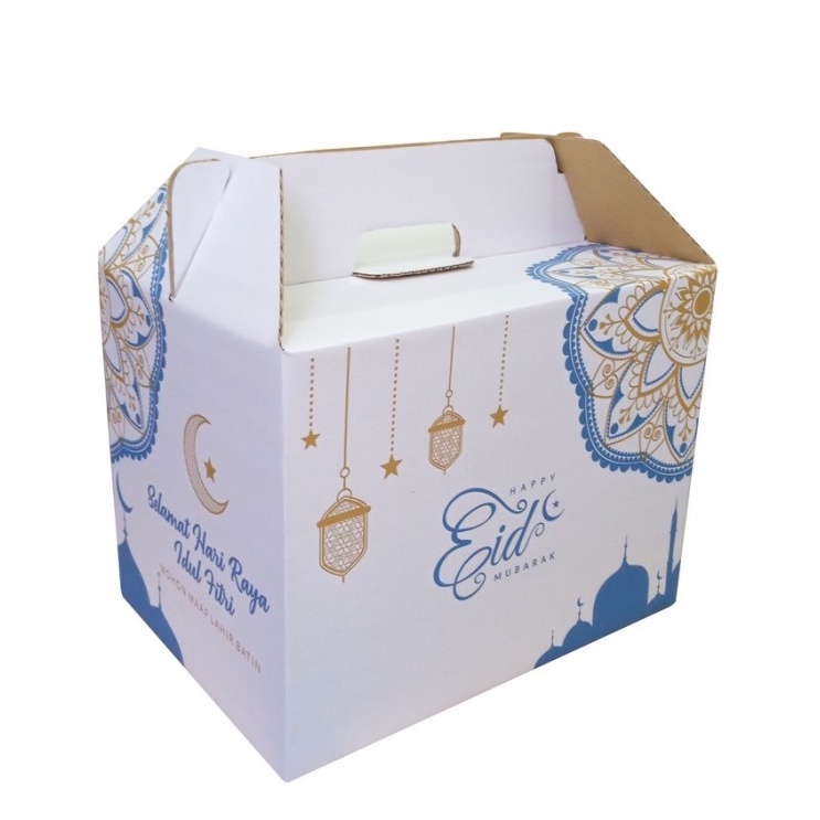 

(3 pcs )Kardus Parcel Lebaran 34x25x25cm dus tenteng idul fitri box parcel eid mubarok kotak sembako hampers lebaran handlebox hampers