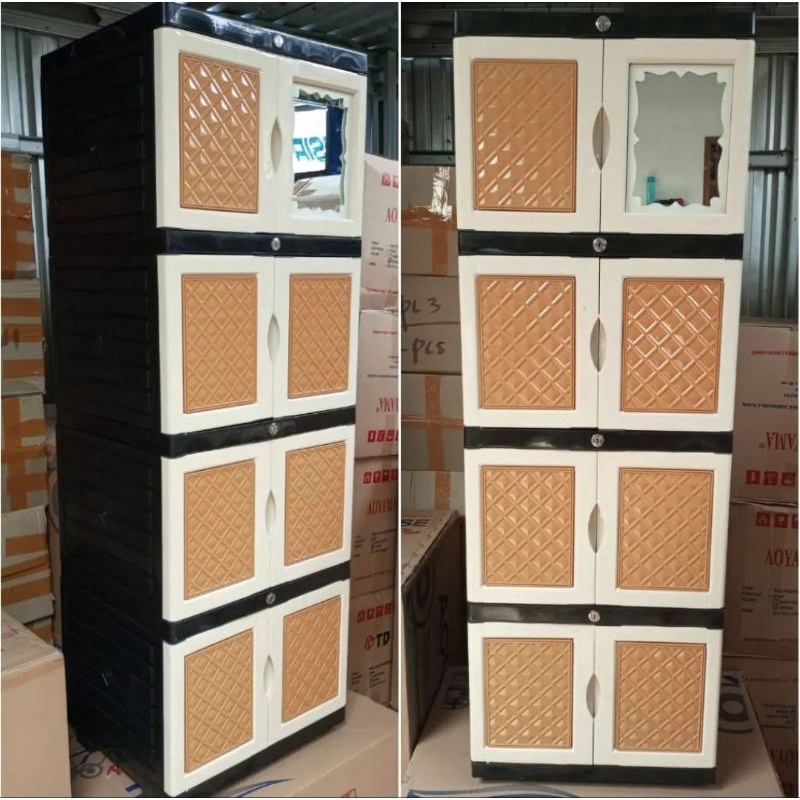 LEMARI AQUOSE MINI TWOTONE LEMARI PLASTIK 4 SUSUN KACA