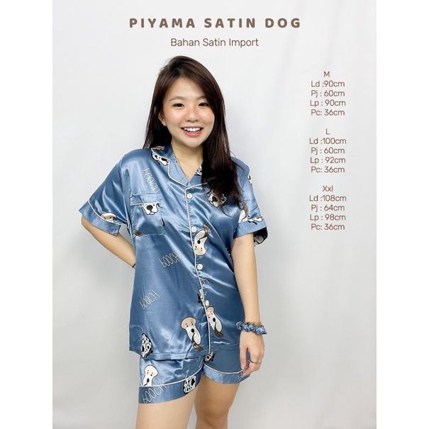 MDLV ~ Piyama Satin Doggy HP Baju tidur Piyama Dewasa Import