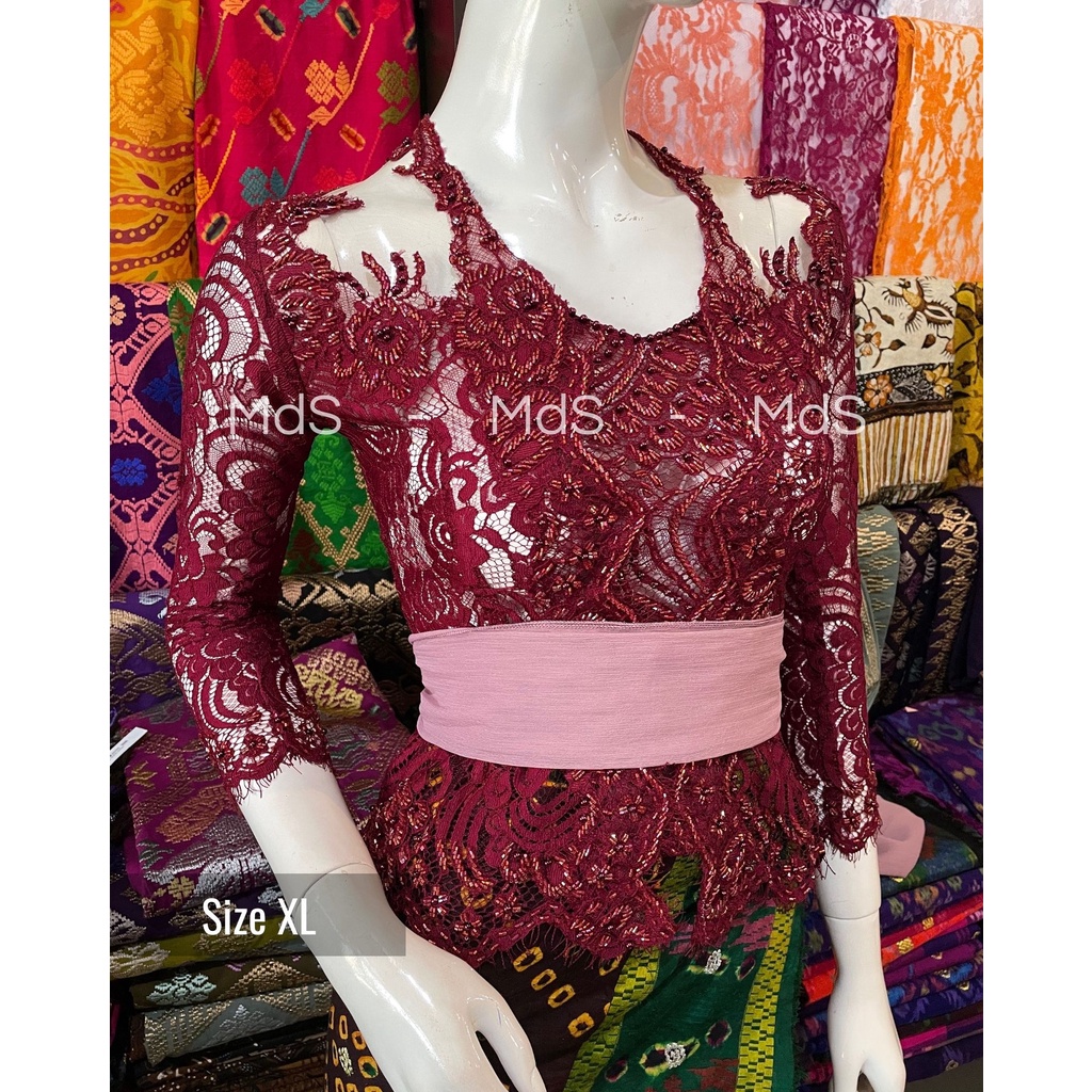 Kebaya Italy Modifikasi Payet Jepang Premium-Maroon2