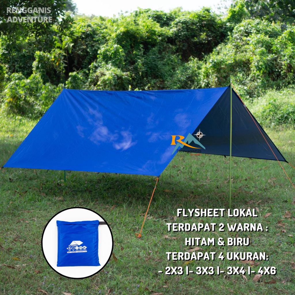 Flysheet Rir Outdoor Atap Tenda Camping Hiking Flysheet 3X4 2X3 4X6 Lokal