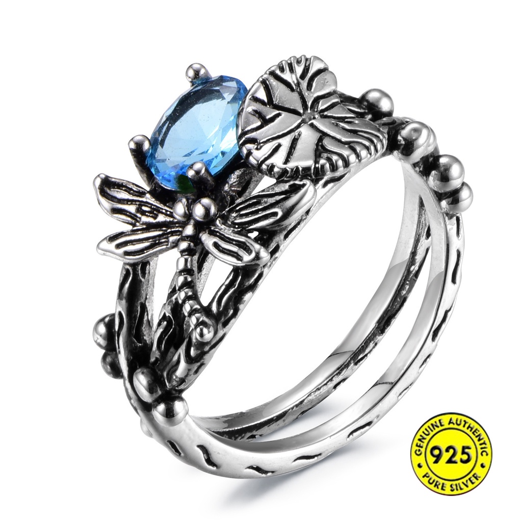 Cincin Sterling Silver 925 Dengan Topaz Untuk Wanita