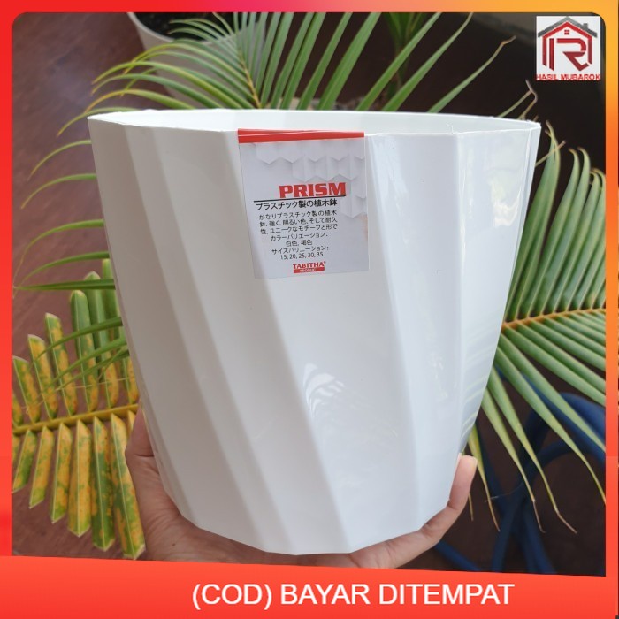 Pot TABITHA PRISMA 20 Pot bunga plastik model twist flower Pot cantik - putih