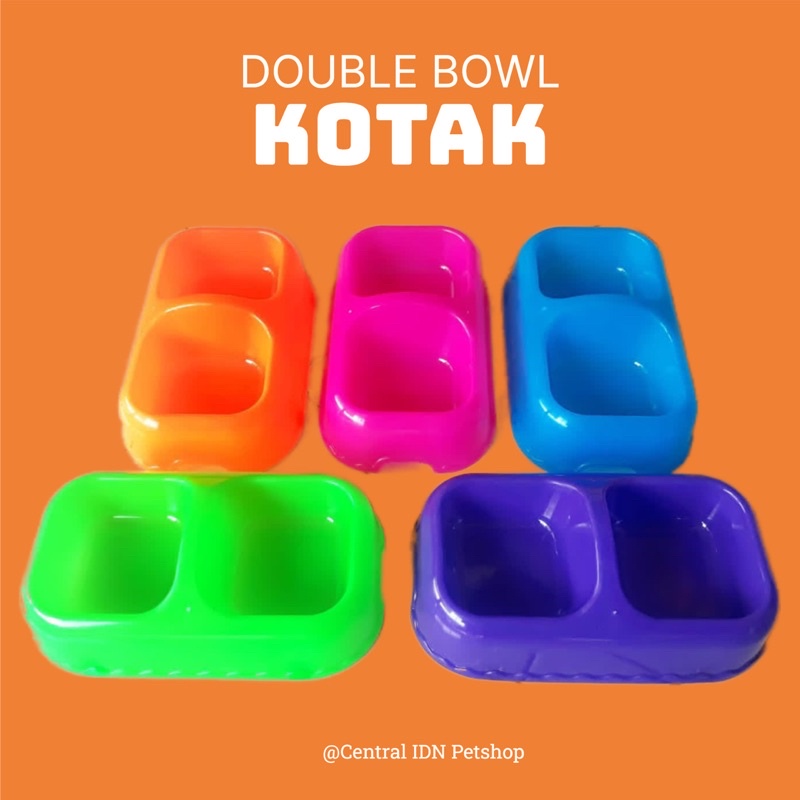 TEMPAT MAKAN KUCING ANJING DOUBLE BOWL KOTAK