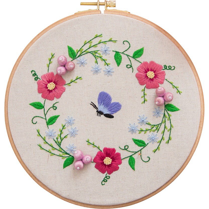 DIY embroidery kit sulam butterfly flower