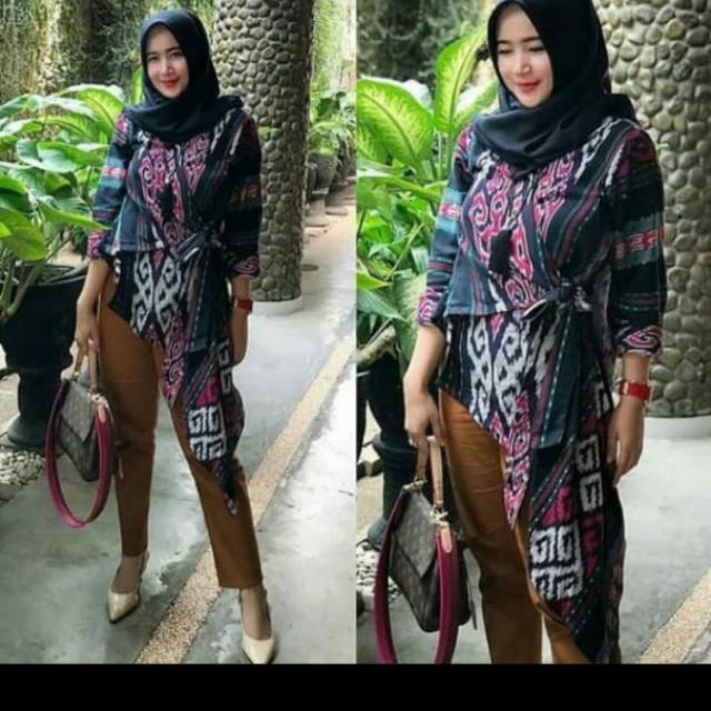 Blazer tenun motif kalimantan X2 + free masker