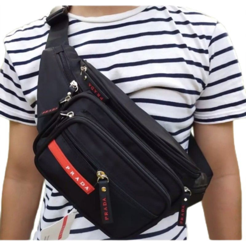 TAS SELEMPANG PRIA WANITA 7 RUANG WAISTBAG FASHION TERBARU ko no