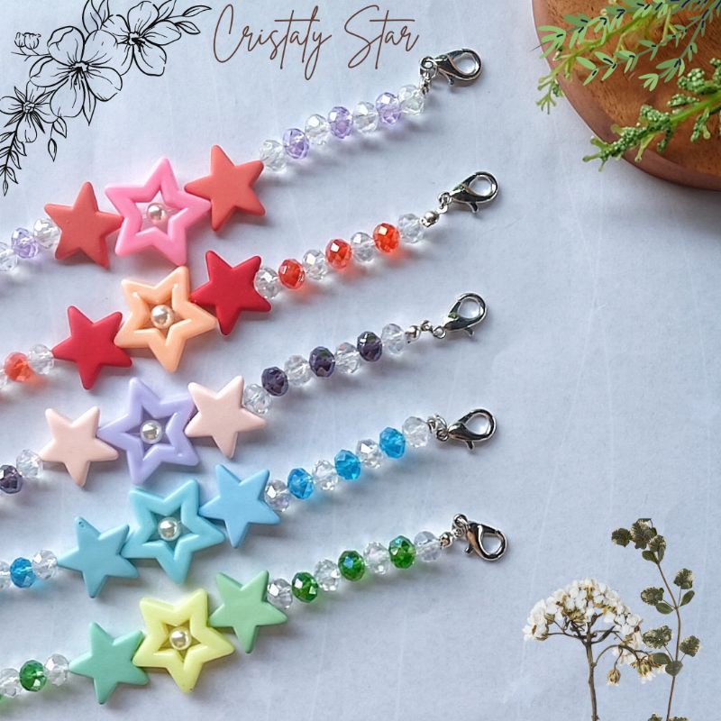 Konektor Masker Kristal Cheko | Cristaly Star | Konektor masker murah lucu kalung masker strap