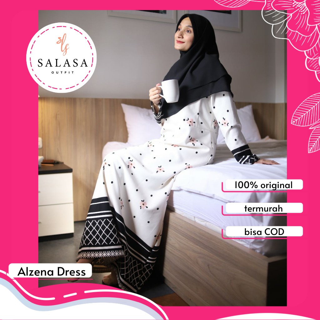 Alzena Home Dress Gamis Rumahan Busui bahan scuba motif ...
