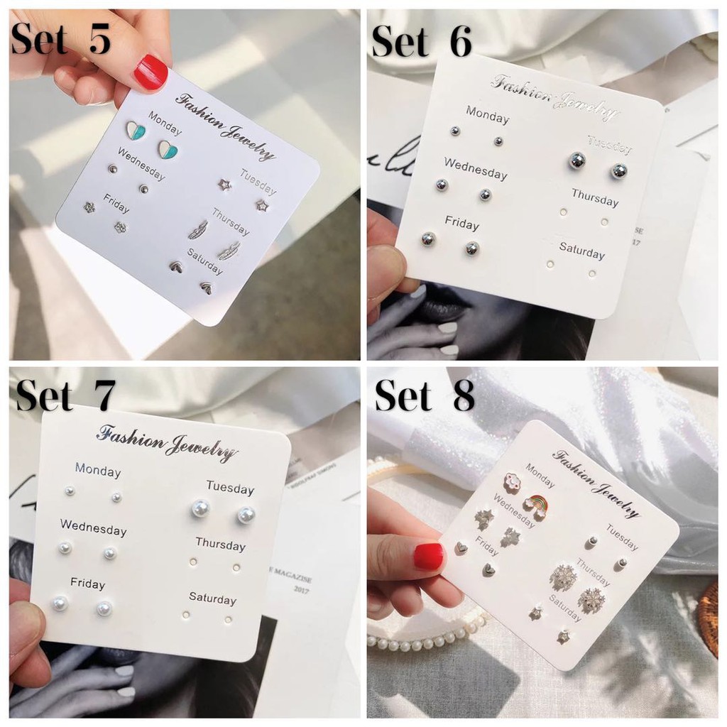 Aksesoris Fashion 6 Pasang Anting Tusuk Simple Kreatif Gaya Korea untuk Wanita