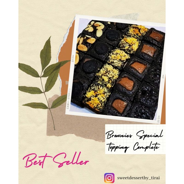 

Brownis Panggang Fudgy sekat (mix topping)