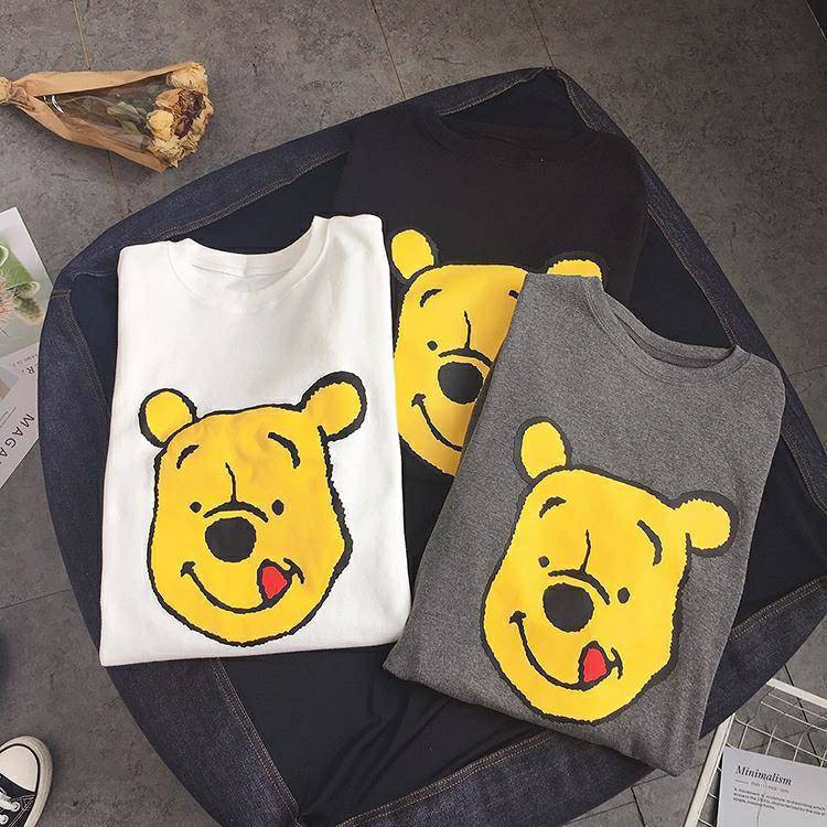 TBI Kaos Pooh Bear T-Shirt Oversized Lisa Blackpink Loose Shirt