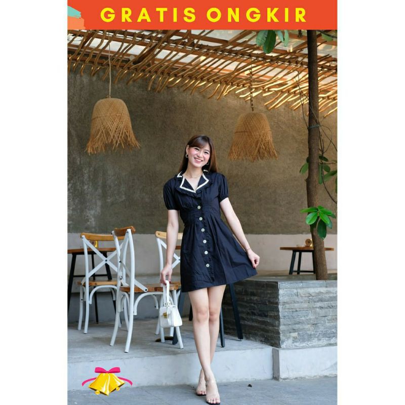 Dress Korea Button V Bella