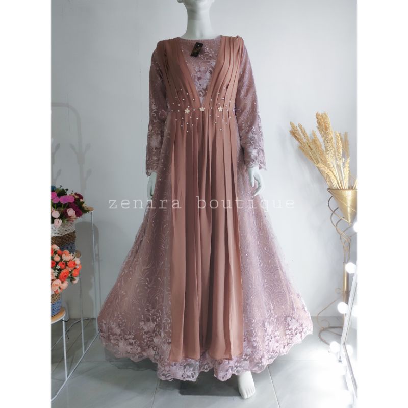 SANDRINA DRESS brokat remaja / baju pesta / gamis kondangan / lamaran / bridesmaids tersedia ukuran kecil hingga jumbo