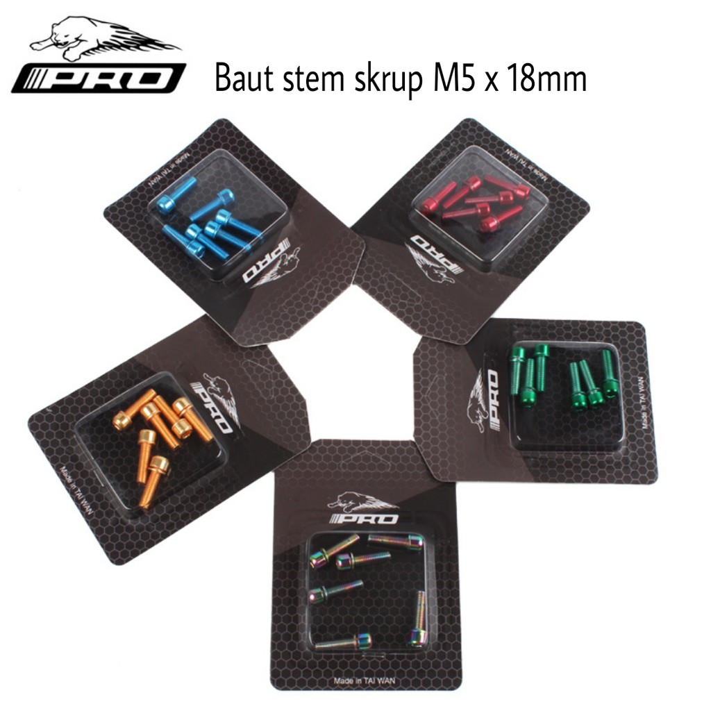 Baut stem Pro size M5 x 8mm sepeda MTB minivelo Screw sekrup stainless steel not titanium baut stem 